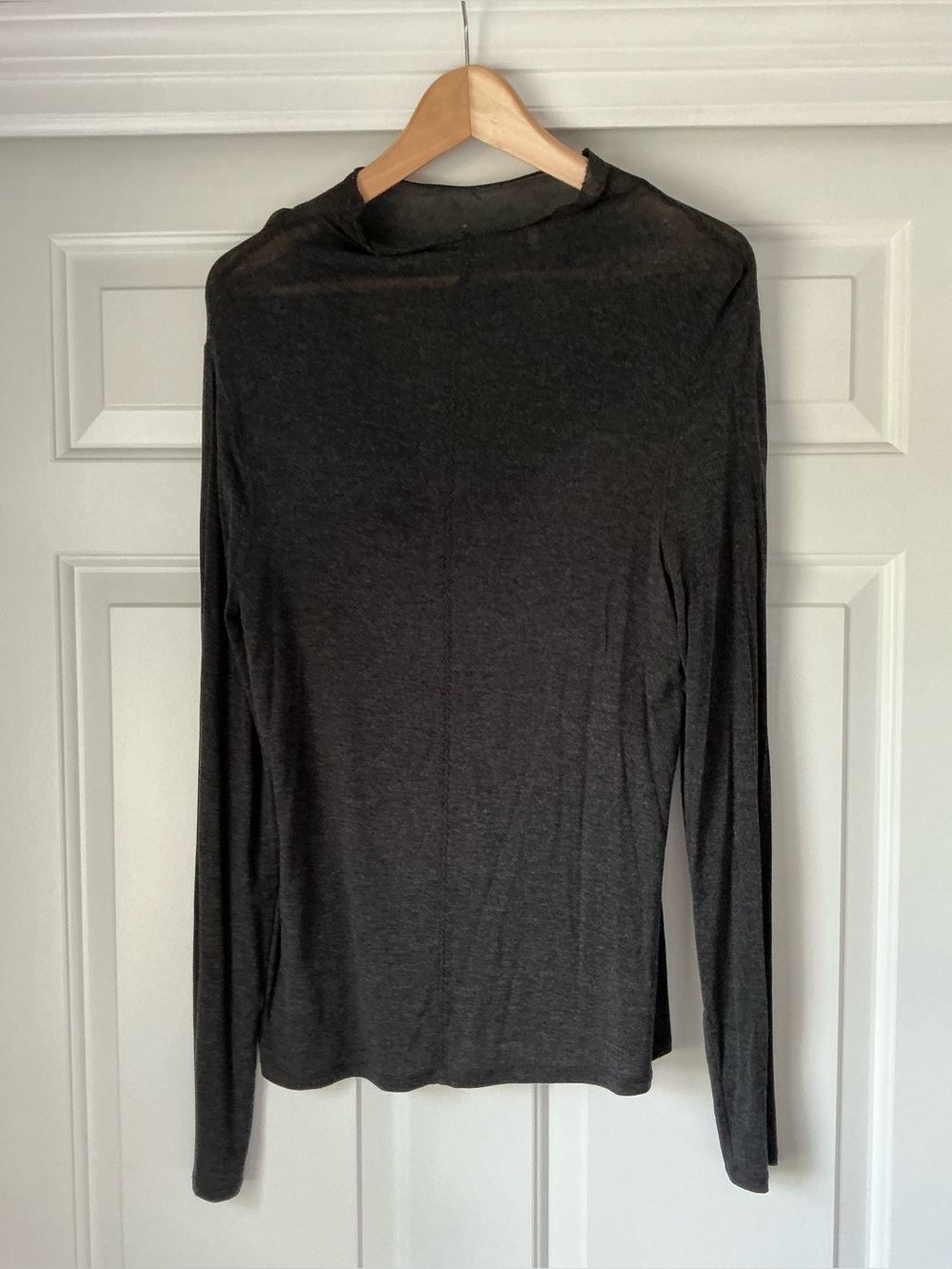 Elie Tahari Modal Charcoal Gray Long-Sleeve Mock Neck Top S